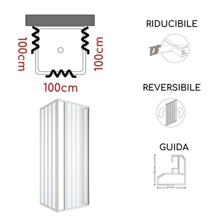 Box doccia tre lati 100x100x100cm aperture laterali Rio PVC -4