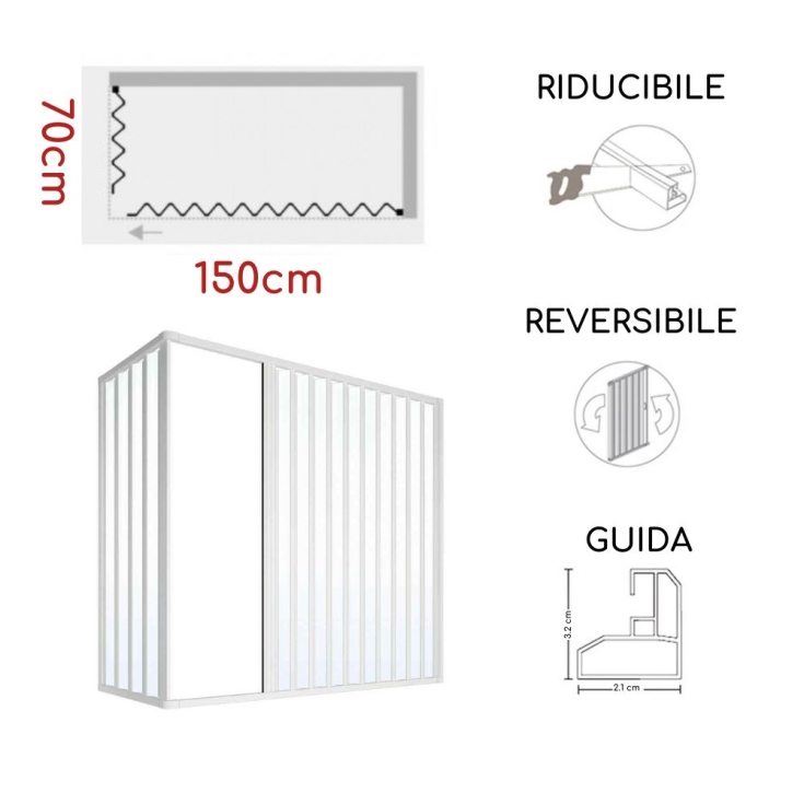 Box vasca 70x150 cm a due lati Dublino PVC -4