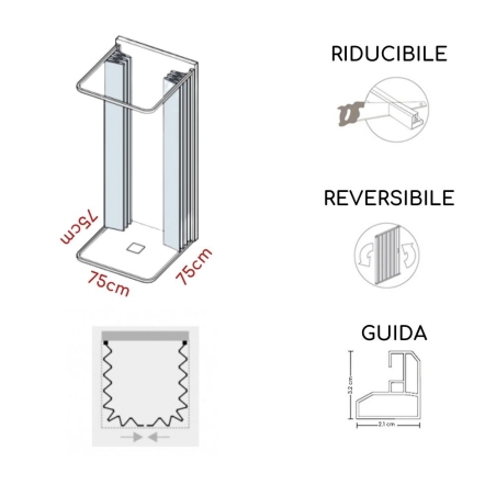 Box doccia tre lati 75x75x75 cm apertura centrale Praga PVC -4