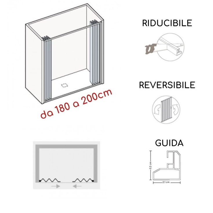 Box doccia nicchia da 180 a 200cm apertura centrale Sofia PVC -4