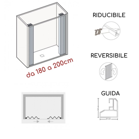 Box doccia nicchia da 180 a 200cm apertura centrale Sofia PVC -4