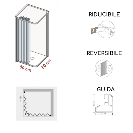 Box doccia 80x80 cm a due lati apertura laterale Lima PVC -4