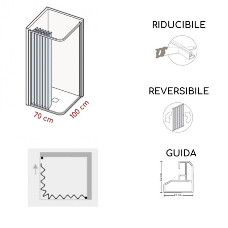 Box doccia 70x100 cm a due lati apertura laterale Lima PVC -4