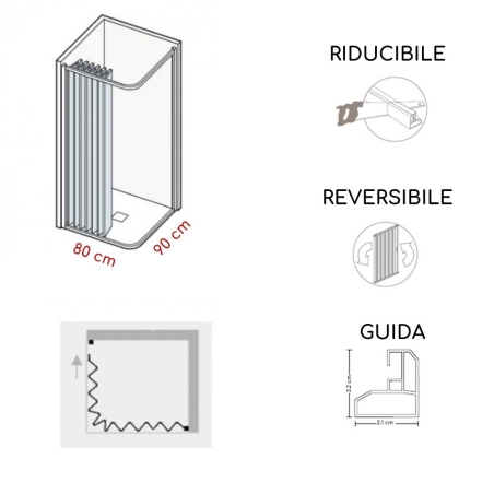 Box doccia 80x90 cm a due lati apertura laterale Lima PVC -4