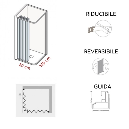Box doccia 80x100 cm a due lati apertura laterale Lima PVC -4