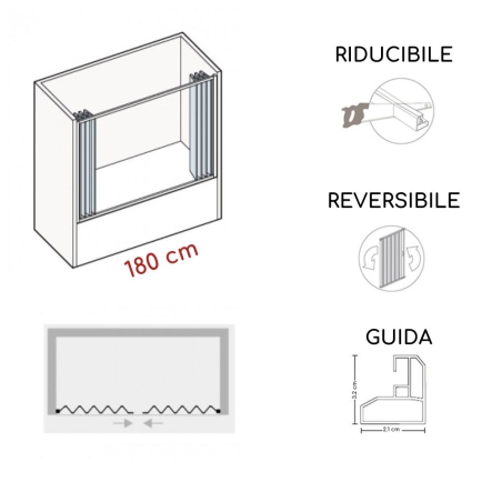Box vasca per nicchia 180 cm a un lato Berna PVC -1
