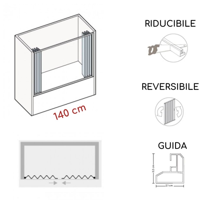 Box vasca per nicchia 140 cm a un lato Berna PVC -1