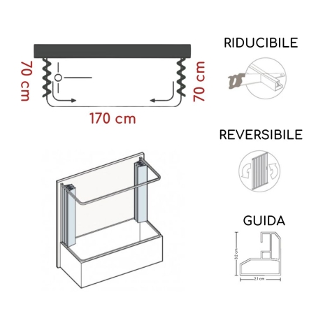 Box vasca 70x170x70 cm a tre lati Riga PVC -2