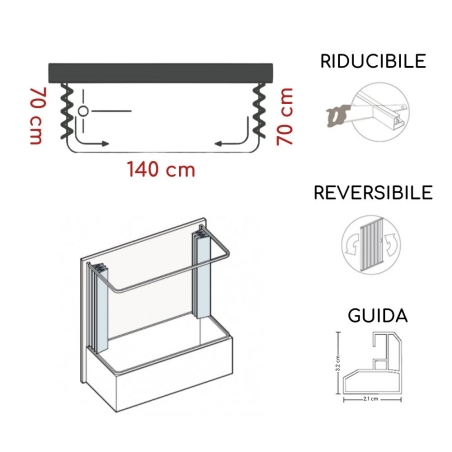 Box vasca 70x140x70 cm a tre lati Riga PVC -1