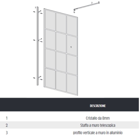 Walk In nero cristallo temprato 8 mm Andromeda Aquana -6