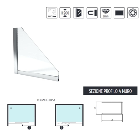 Box doccia nero per nicchia due ante cristallo 8 mm BMA901BK IBISCO -5