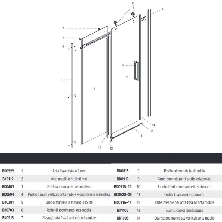Box doccia nero per nicchia due ante cristallo 8 mm BMA901BK IBISCO -6