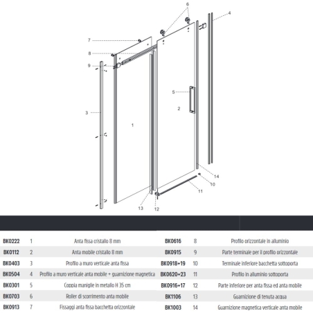 Box doccia nero per nicchia due ante cristallo 8 mm BMA901BK IBISCO -6