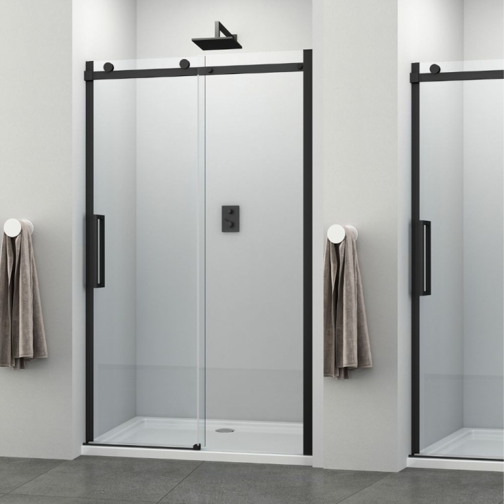 Box doccia nero per nicchia due ante cristallo 8 mm BMA901BK IBISCO -3