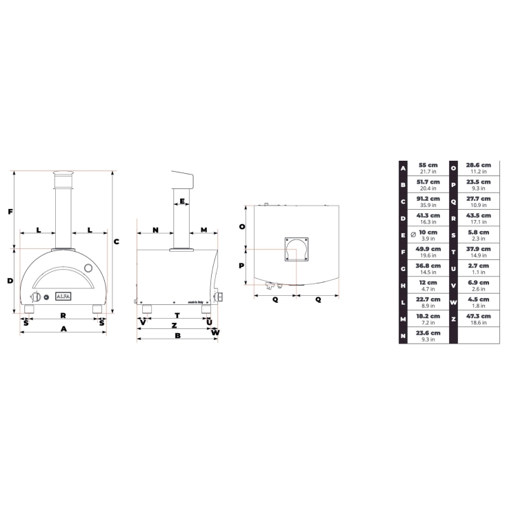 Forno pizza portatile gas grigio Alfa -4