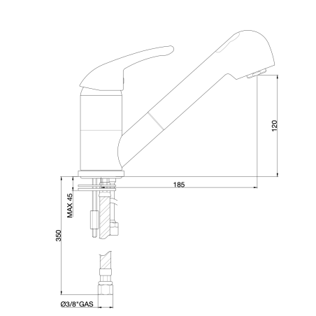 Miscelatore per lavello con doccetta estraibile 1050 Oasis Gaboli Luigi -2
