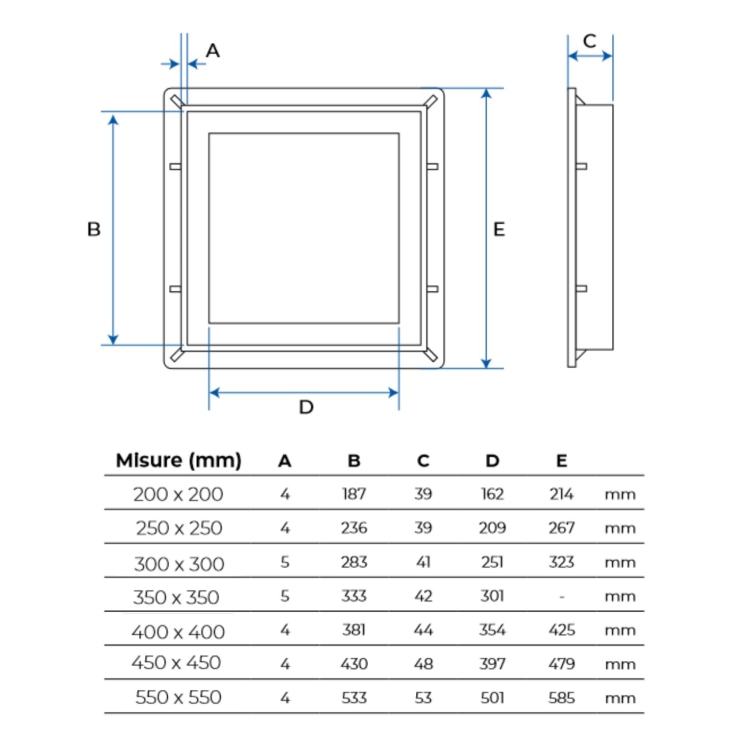 Chiusino in PVC con telaio 20x20cm verde Dakota -5