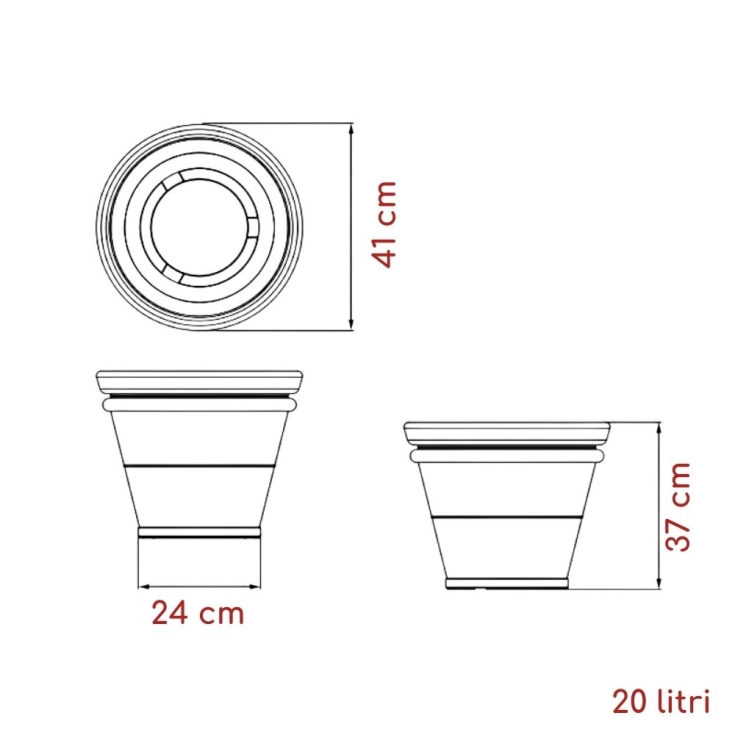 Vaso tondo in polietilene tutta capienza 40 cm Kloris -19