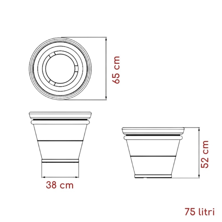 Vaso tondo in polietilene tutta capienza 65 cm Kloris -19
