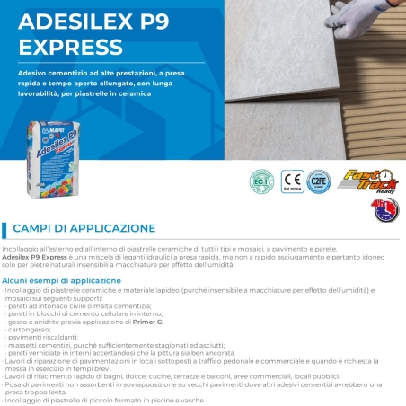 Adesivo cementizio Adesilex P9 Express Mapei 25Kg Bianco -2