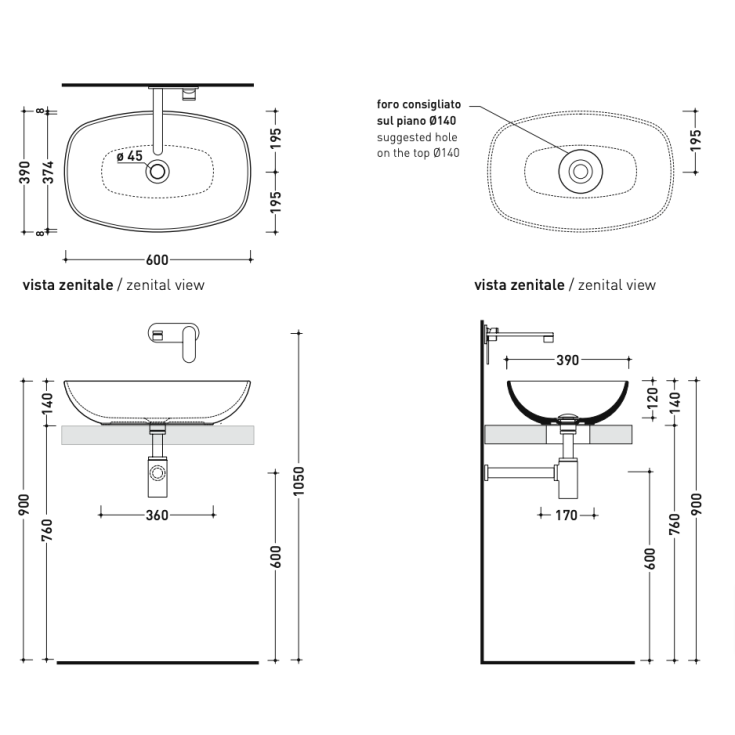 Lavabo da bagno 60x40 cm Flaminia Nudaslim 60 -2