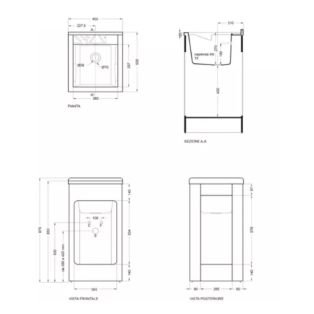 Mobile lavatoio 45x50x87h cm con vasca Lavacril Colavene bianco -4