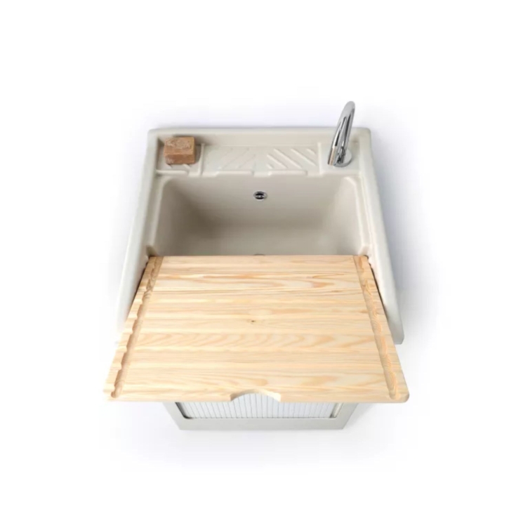 Mobile lavatoio 50x50x87h cm con vasca Lavacril Colavene avorio -3