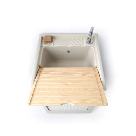 Mobile lavatoio 50x50x87h cm con vasca Lavacril Colavene avorio -3