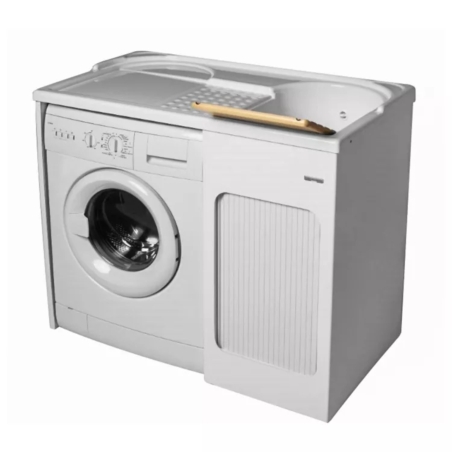 Lavatoio con coprilavatrice 106x60x89h cm con vasca a DX Lavacril Colavene bianco -1