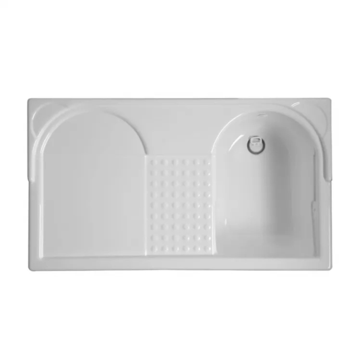Lavatoio con coprilavatrice 106x60x89h cm con vasca a DX Lavacril Colavene bianco -2