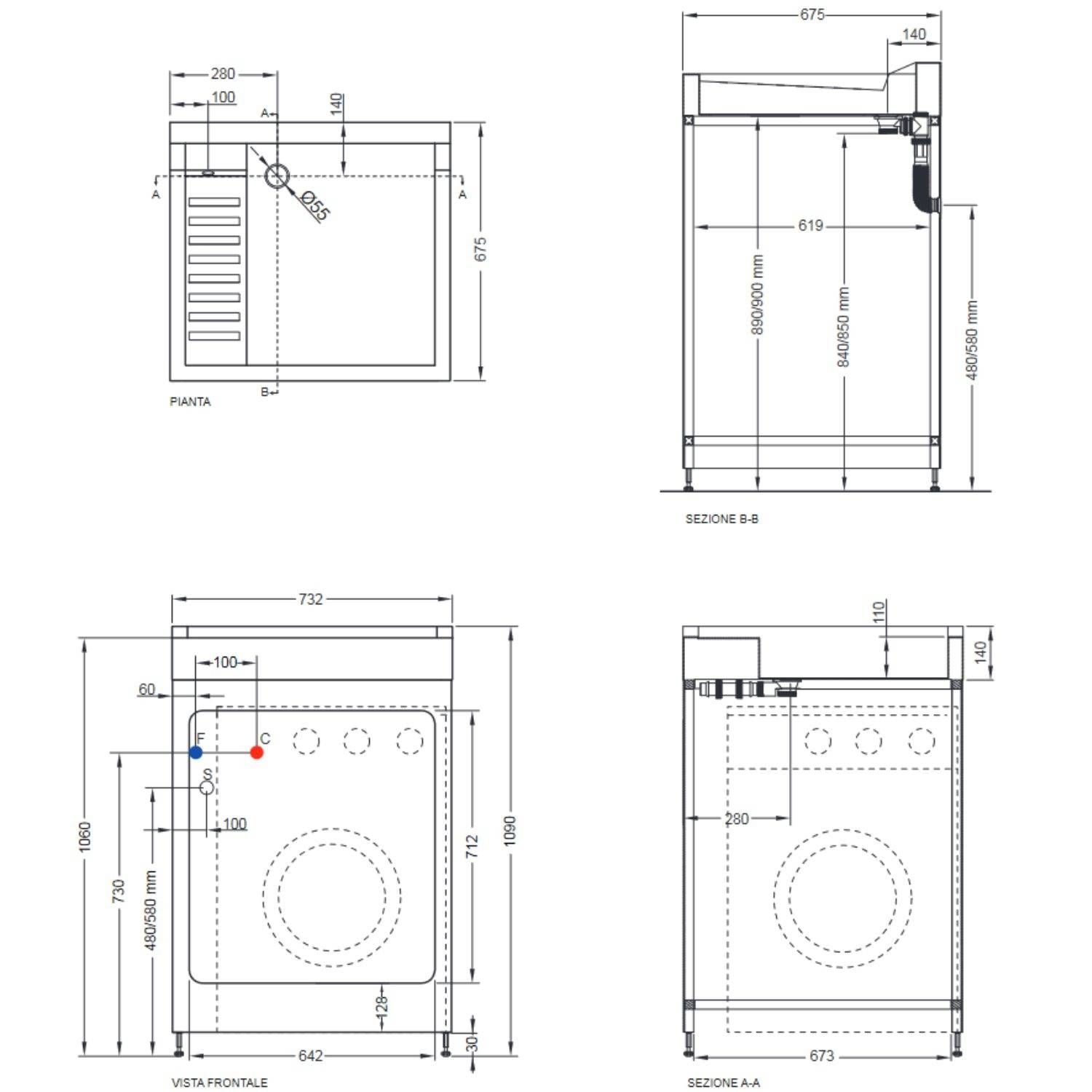 Mobile copri lavatrice 72x68x91h cm con serranda avorio Lavacril Box  Colavene