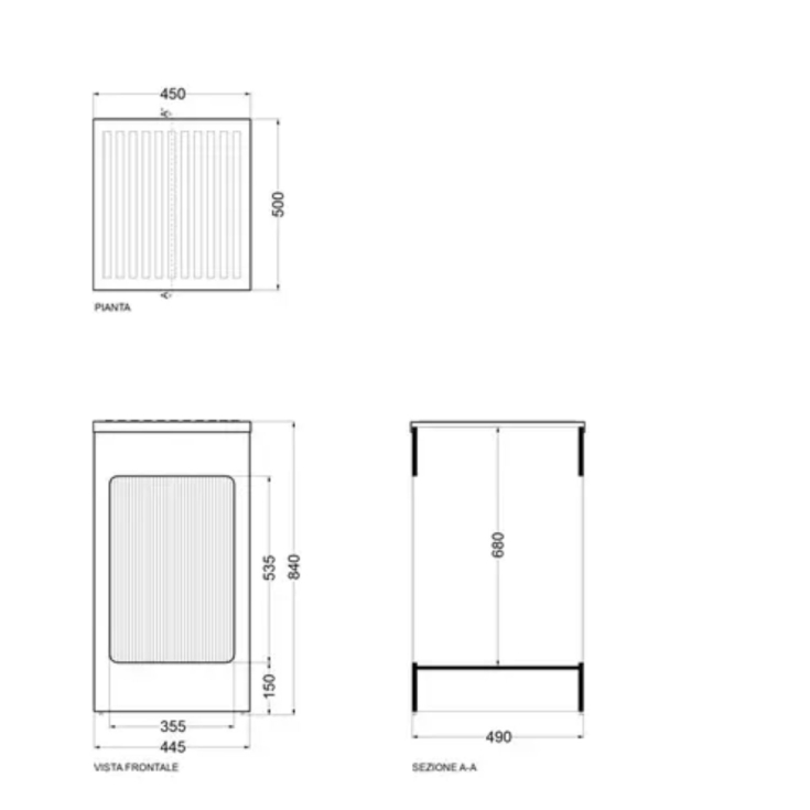Mobile contenitore 45x50x84h cm con serranda avorio Lavacril Box Colavene -3