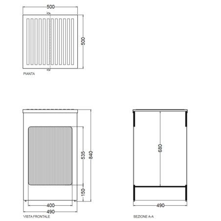 Mobile contenitore 50x50x84h cm con serranda nero Lavacril Box Colavene -3