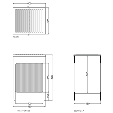 Mobile contenitore 60x50x84h cm con serranda nero Lavacril Box Colavene -3