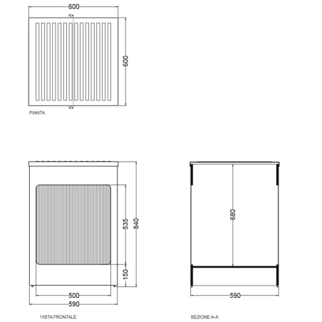 Mobile contenitore 60x60x84h cm con serranda avorio Lavacril Box Colavene -3