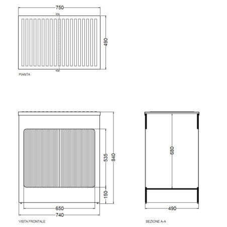 Mobile contenitore 75x50x84h cm con serranda bianco Lavacril Box Colavene -2
