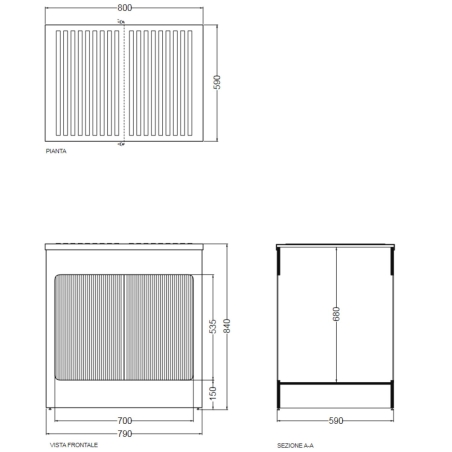 Mobile contenitore 80x60x84h cm con serranda bianco Lavacril Box Colavene -3