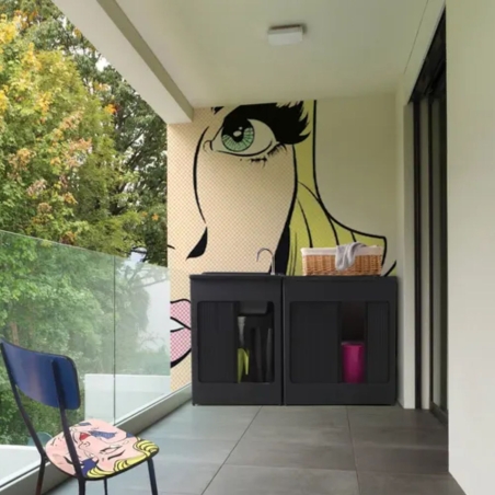 Mobile contenitore 80x60x84h cm con serranda nero Lavacril Box Colavene -2