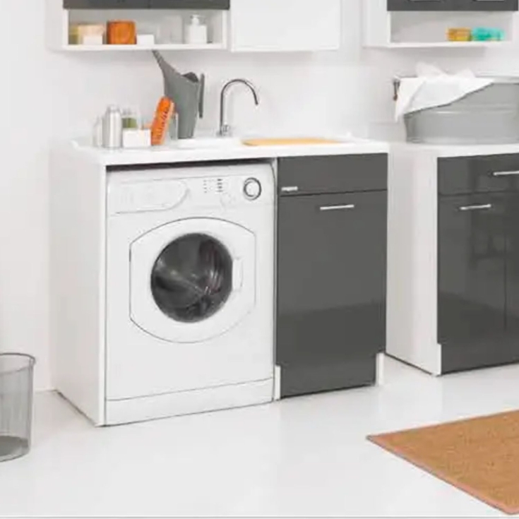 Coprilavatrice con cestello portabiancheria 106x60x89h cm antracite Duo Colavene vasca a DX -2