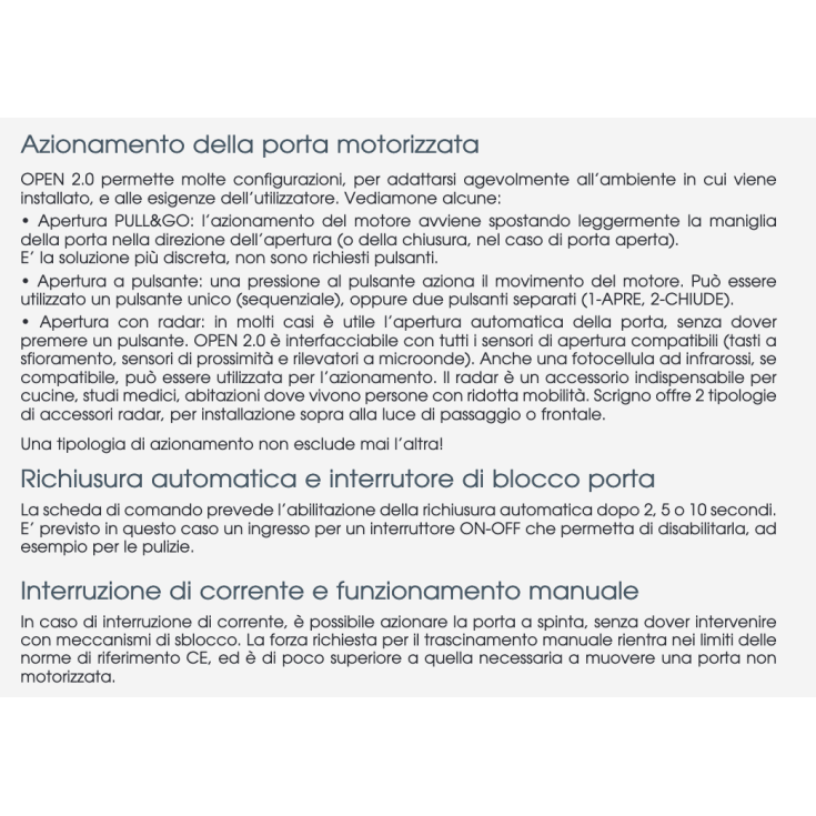 Apertura automatica porte scorrevoli Scrigno Open 2.0 -4