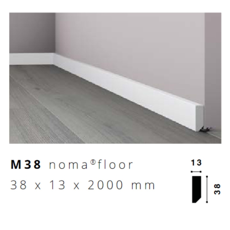 Battiscopa 38x13 mm in HDPS M38 Nomafloor NMC -2