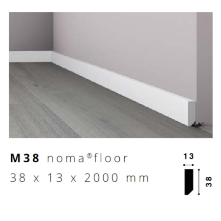 Battiscopa 38x13 mm in HDPS M38 Nomafloor NMC -2