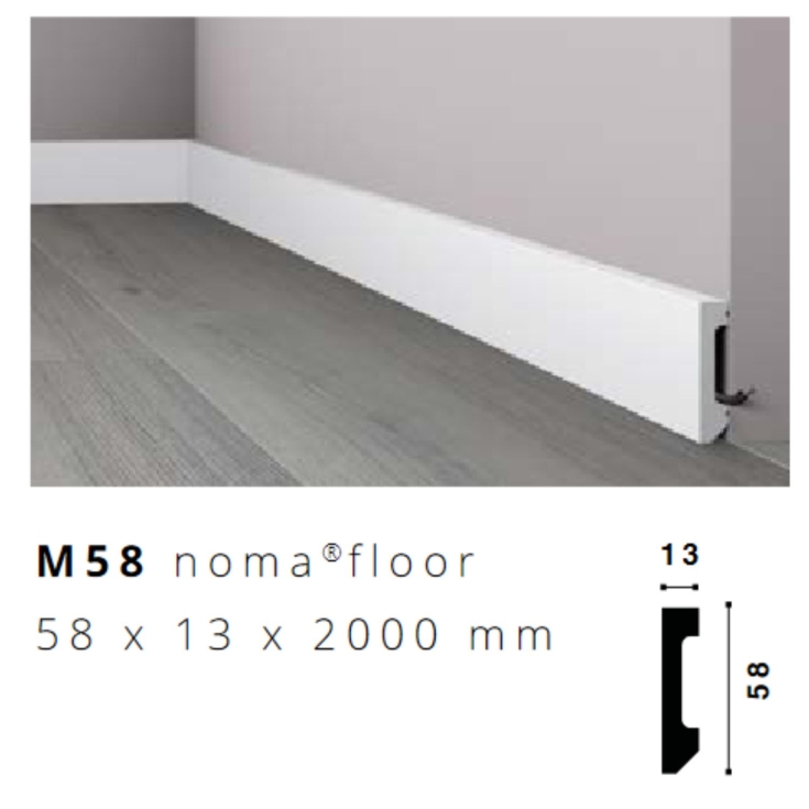 Battiscopa 58x13 mm in HDPS M58 Nomafloor NMC -2