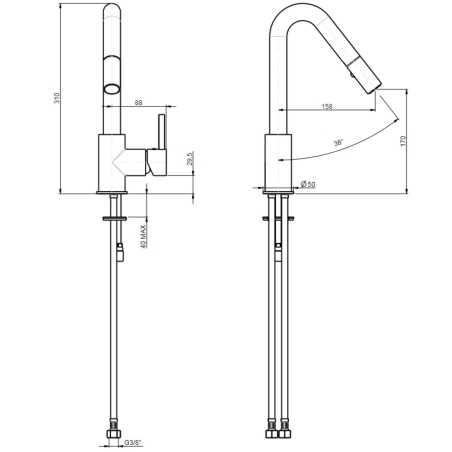 Miscelatore con doccetta estraibile a due getti - Pepe XL - Frattini -2
