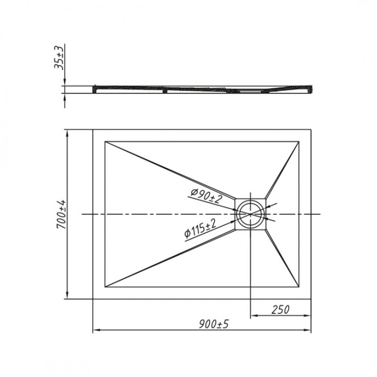 Piatto doccia 90x70 cm bianco Aquana -3