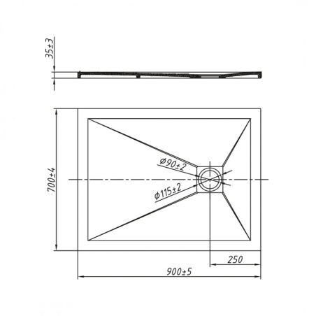 Piatto doccia 90x70 cm bianco Aquana -3