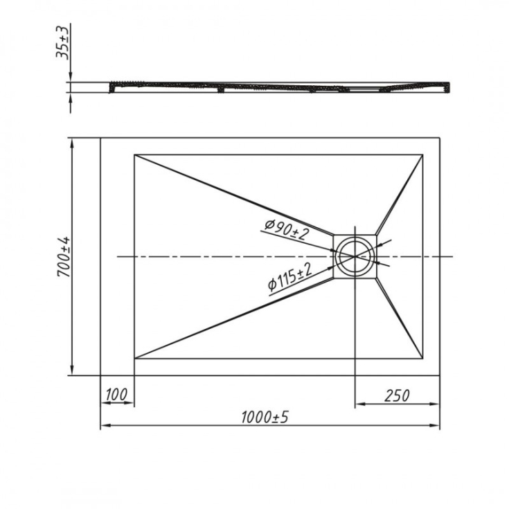 Piatto doccia 100x70 cm bianco Aquana -3