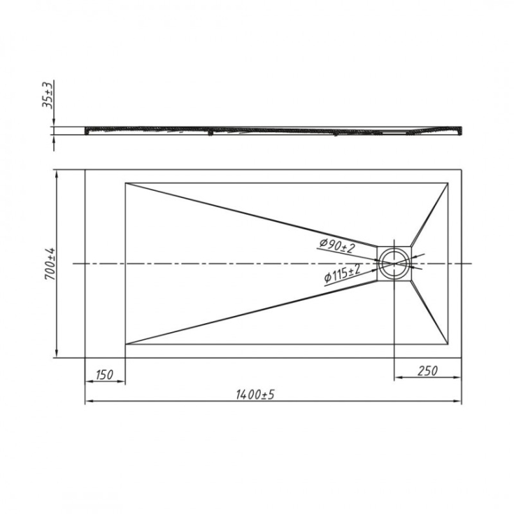 Piatto doccia 140x70 cm bianco Aquana -3