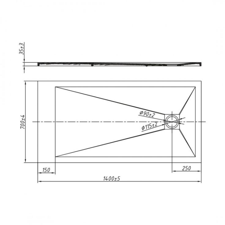 Piatto doccia 140x70 cm antracite Aquana -3