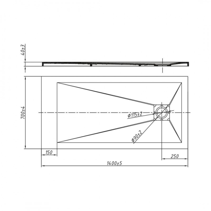 Piatto doccia 140x70 cm bianco Aquana -2
